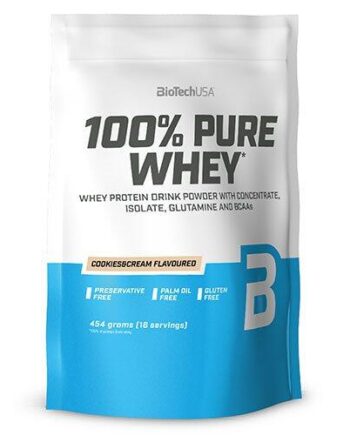100 Pure Whey Protein Pulver Cookies   Cream 454 Gram