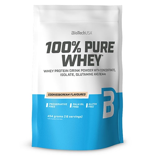 100 Pure Whey Protein Pulver Cookies Cream 454 Gram Biotechusa